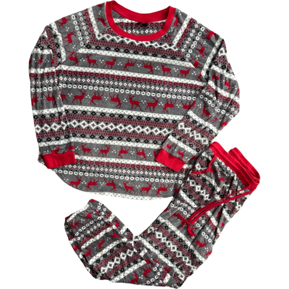 Kensie Red and Gray Patterned Pajama Set